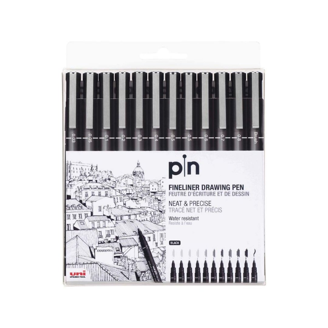 Uni-ball Fineliner Drawing Pens Pack - SCOOBOO - PIN-200 - Fineliner