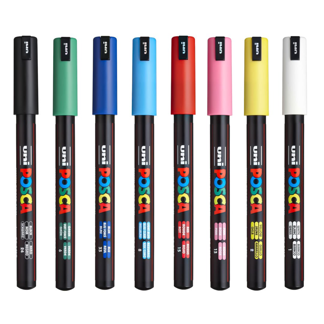 uni-ball POSCA (182513) Marker with Medium Fine Round Tip, Set of 8, Cold Colours uni-ball POSCA (182513) Marker with Medium Fine Round Tip, Set of 8, Cold Colours