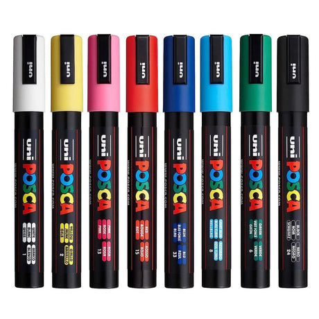 Uni Ball Posca PC-5m Markers Set- Pack of 8 - SCOOBOO - PC-5M 8C - Highlighter