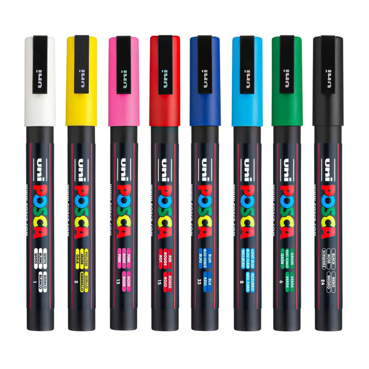 Uni-Ball Posca Water-Based Paint Marker (All Kinds of surface) - PC-3M 0.9-1.3MM - SCOOBOO - PC-3M 8U - Glass Paints & Markers
