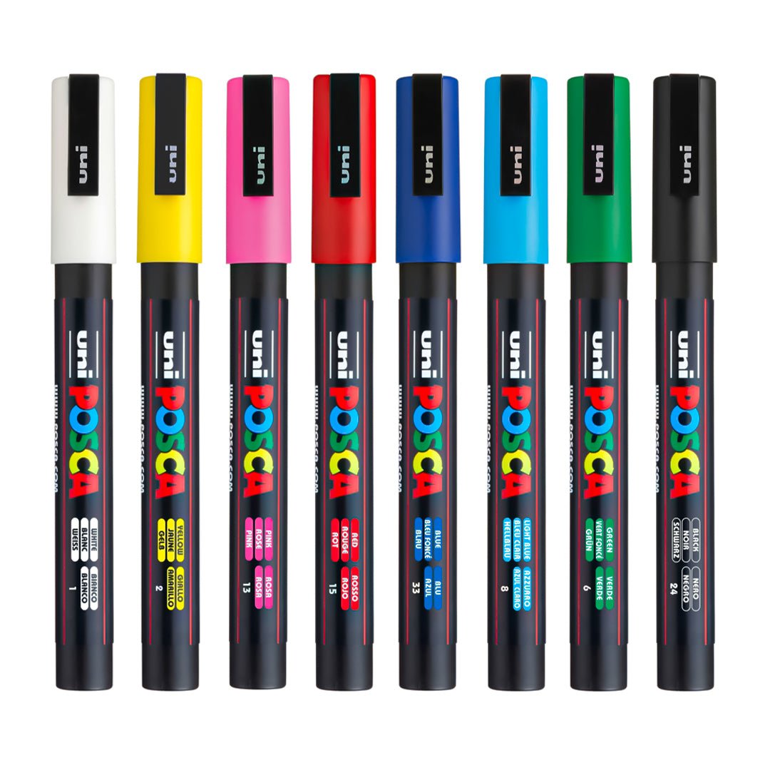 Uni-Ball Posca Water-Based Paint Marker (All Kinds of surface) - PC-3M 0.9-1.3MM - SCOOBOO - PC-3M 8U - Glass Paints & Markers