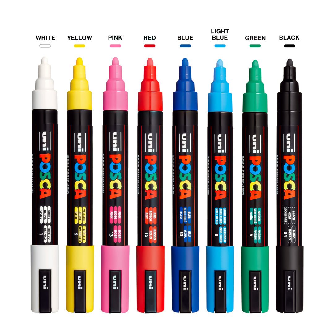 Uni-Ball Posca Water-Based Paint Marker (All Kinds of surface) - PC-3M 0.9-1.3MM - SCOOBOO - PC-3M 8U - Glass Paints & Markers