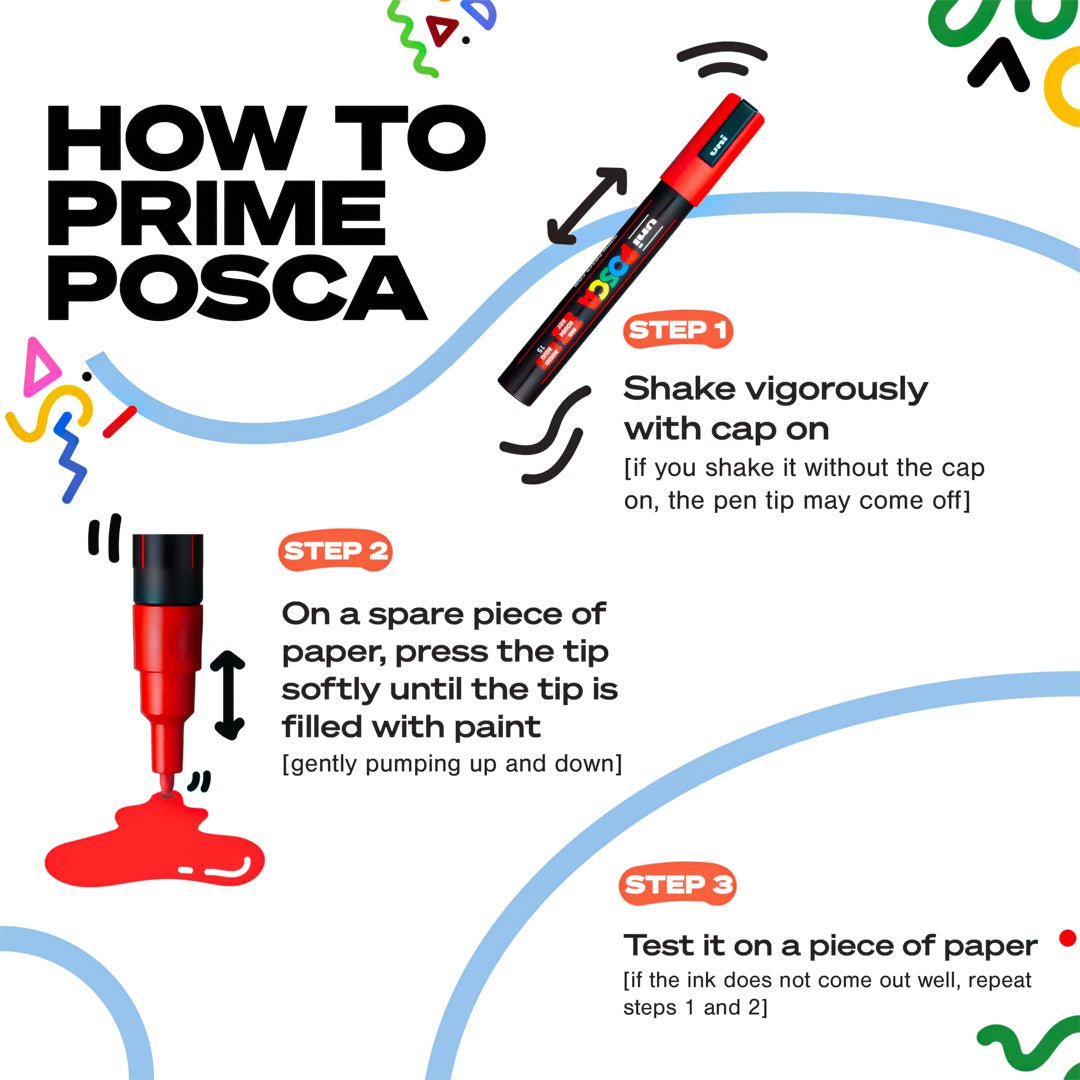 Uni-Ball Posca Water-Based Paint Marker (All Kinds of surface) - PC-3M 0.9-1.3MM - SCOOBOO - PC-3M 8U - Glass Paints & Markers