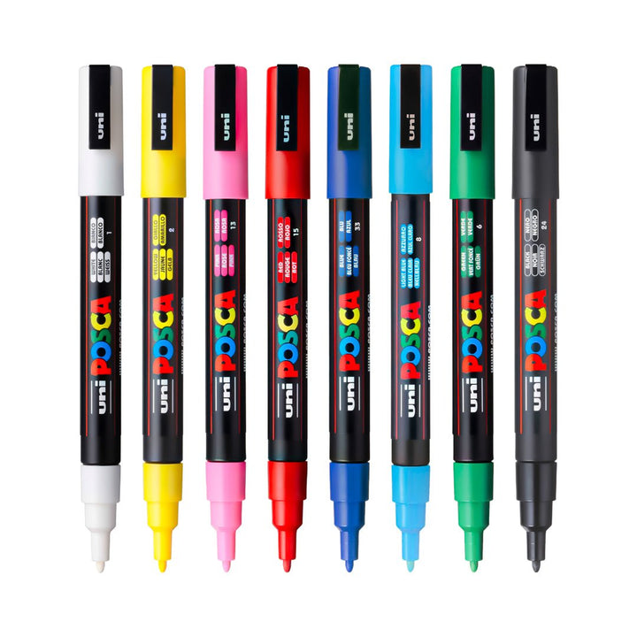 Uni-Ball Posca Water-Based Paint Marker (All Kinds of surface) - PC-3M 0.9-1.3MM - SCOOBOO - PC-3M 8U - Glass Paints & Markers