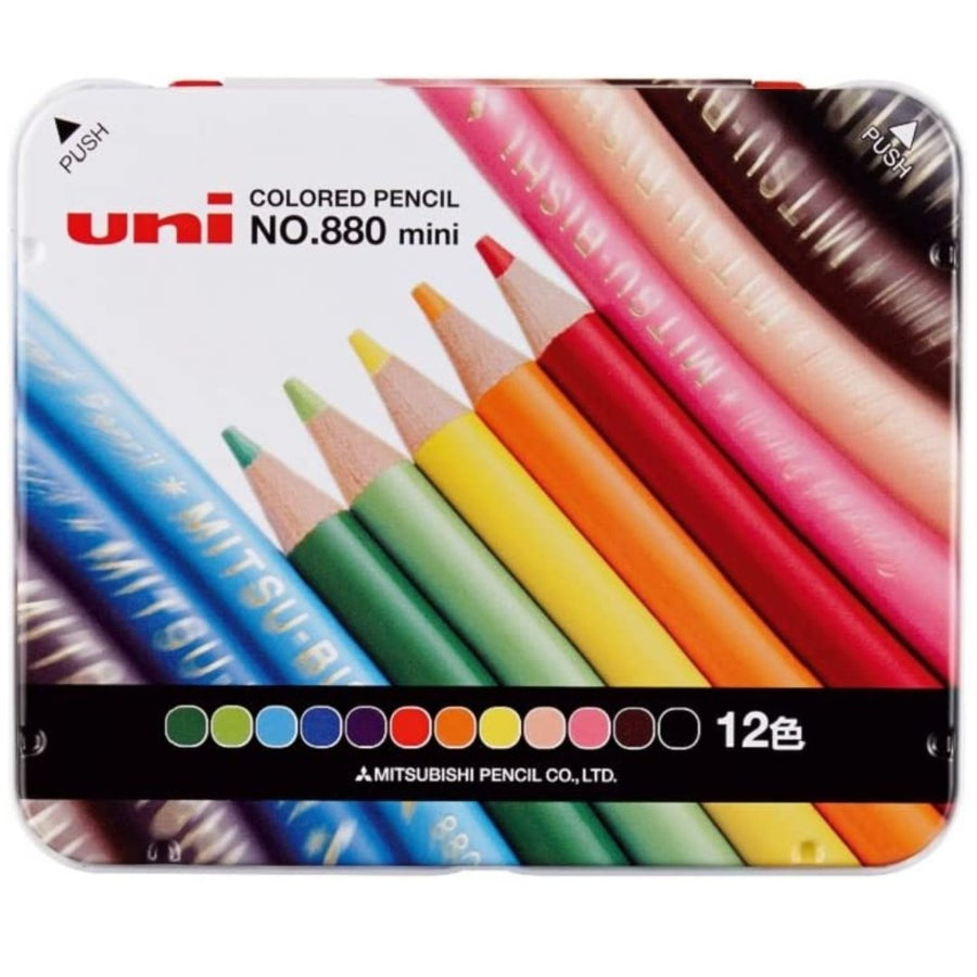 Uni Colored Pencil 880 Mini 12 Colors - SCOOBOO - K880M12CPN - Coloured Pencils