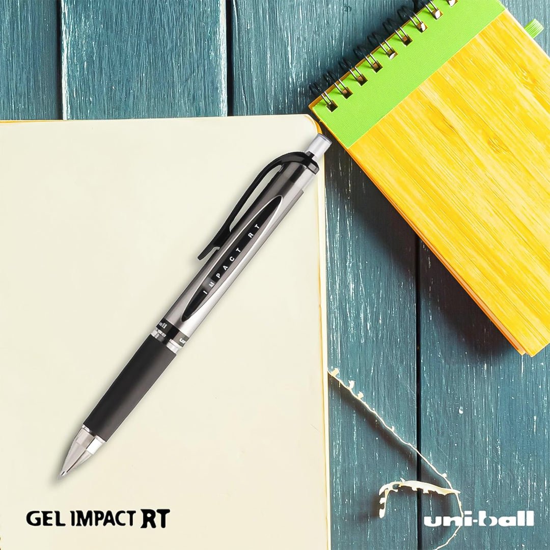 Lot De 5 Stylos Gel Uni-ball Impact RT Noirs - Écriture Fluide Et Rechargeable