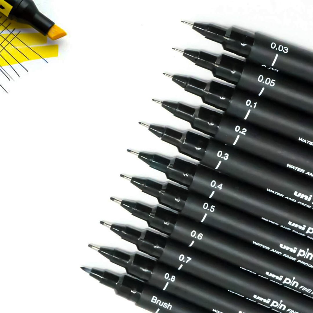 Uniball Pin Black Fineliners Set Of 12 - SCOOBOO - PIN-200 - Fineliner