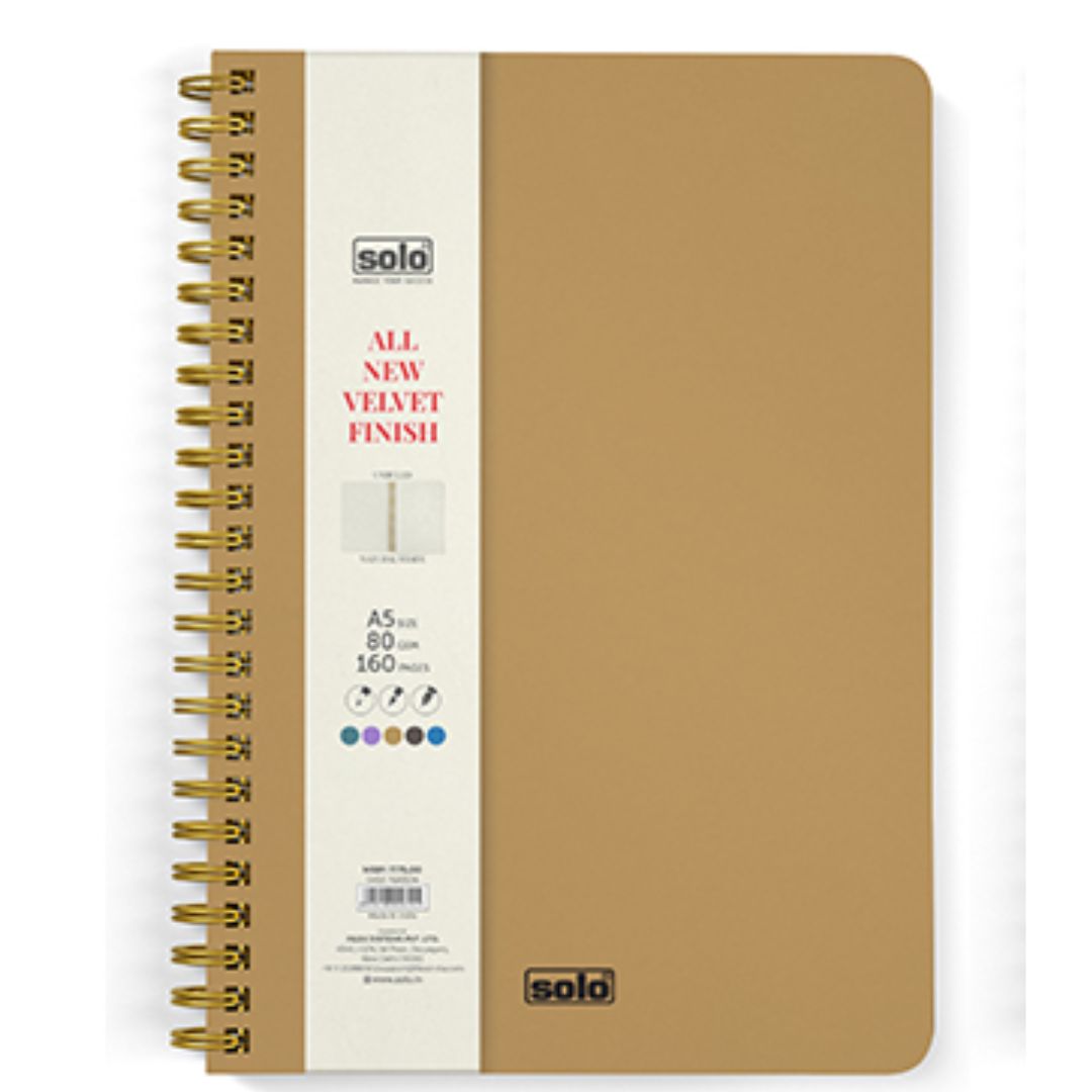 Solo Velvet Finish Notebook (Unruled)-A5 - SCOOBOO - NA504 - Plain