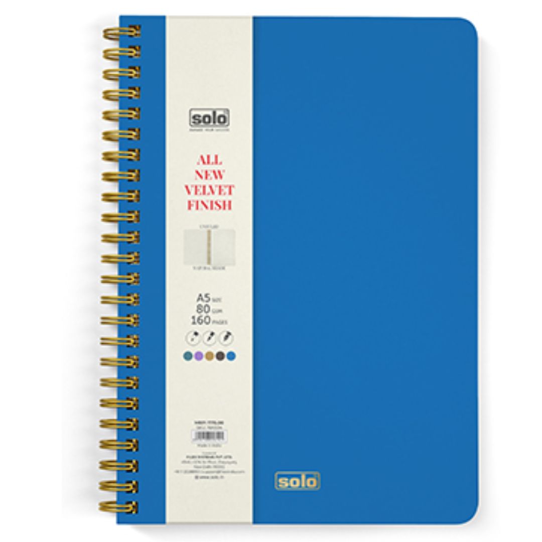 Solo Velvet Finish Notebook (Unruled)-A5 - SCOOBOO - NA504 - Plain