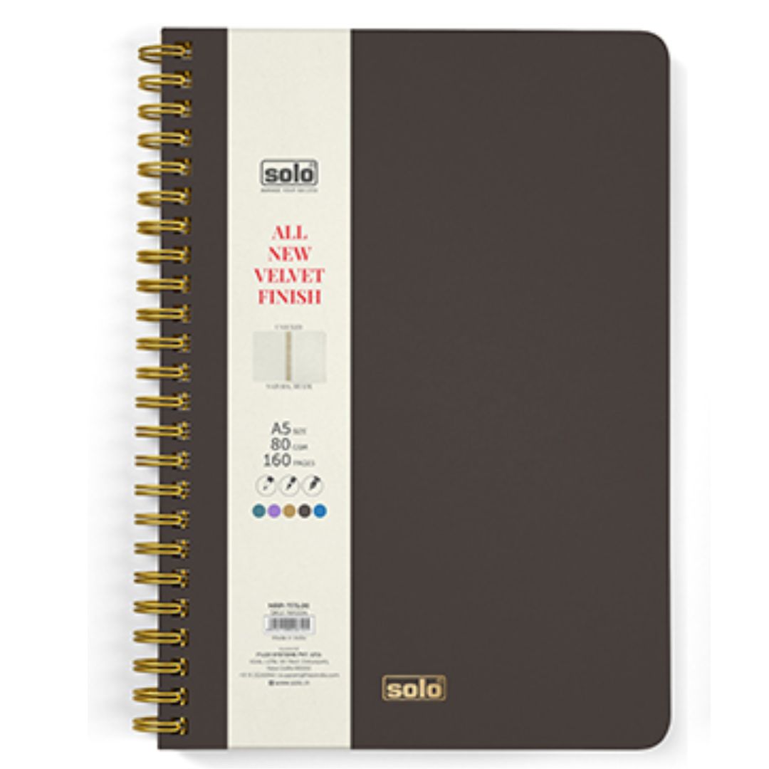 Solo Velvet Finish Notebook (Unruled)-A5 - SCOOBOO - NA504 - Plain