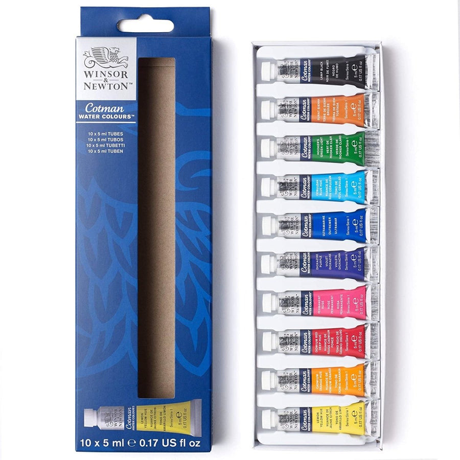 Winsor & Newton Cotman Water Colour - Set of 10 Tubes x 5ml - SCOOBOO - 0390664 - Water Colors