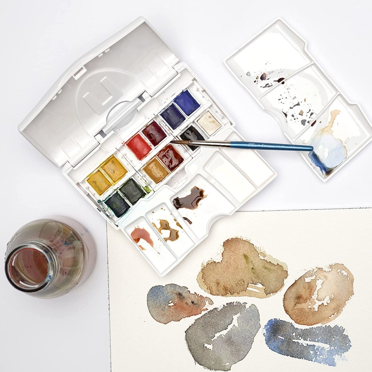 Winsor & Newton Cotman Water Colours Pocket Plus - Set of 12 Half Pans - SCOOBOO - 0390373 - Water Colors