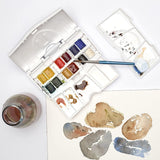 Winsor & Newton Cotman Water Colours Pocket Plus - Set of 12 Half Pans - SCOOBOO - 0390373 - Water Colors