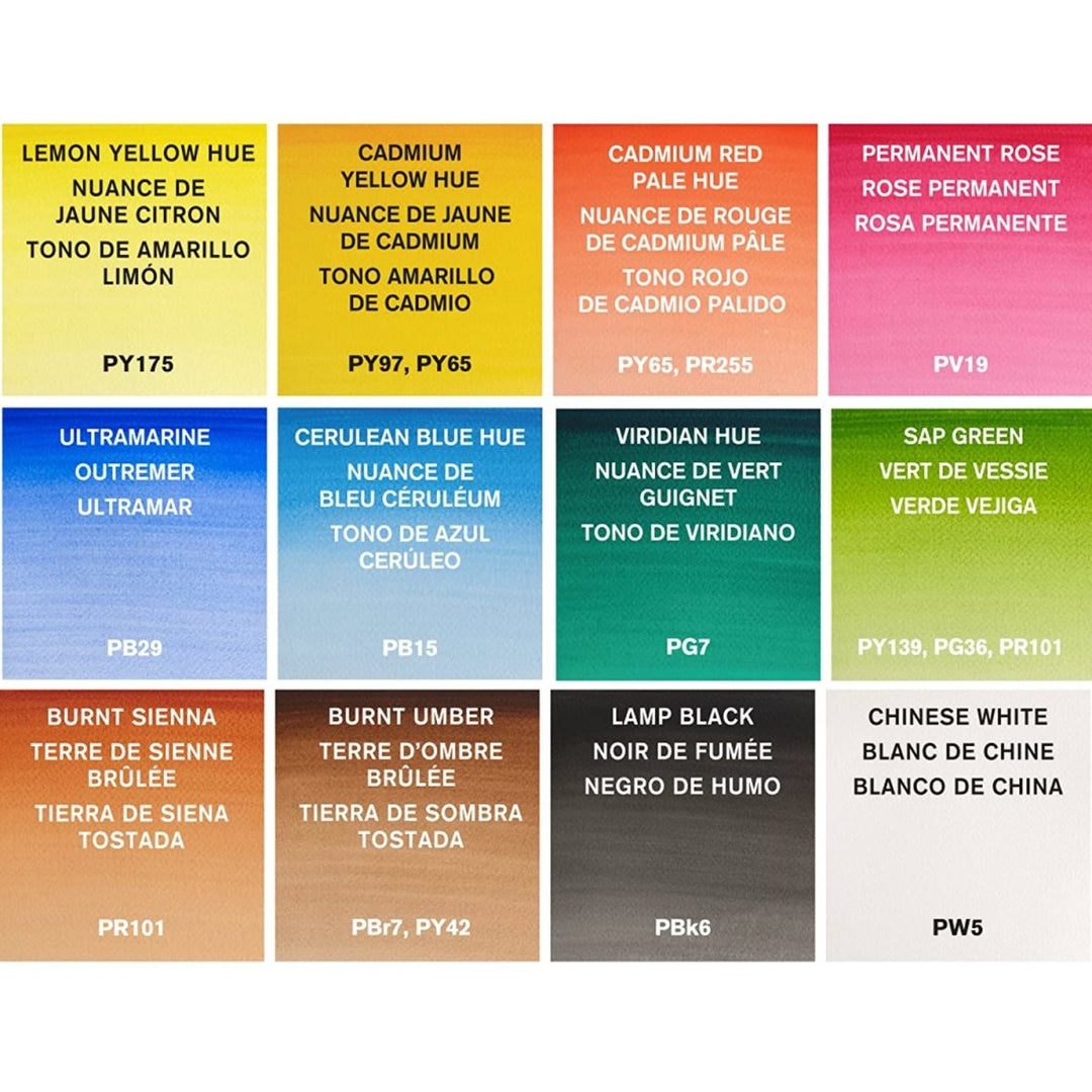Winsor & Newton Cotman Water Colours Pocket Plus - Set of 12 Half Pans - SCOOBOO - 0390373 - Water Colors