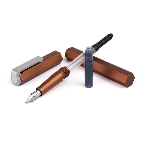 Worther Compact Mocca Brown Aluminum Fountain Pen - SCOOBOO - 25300E - Fountain Pen