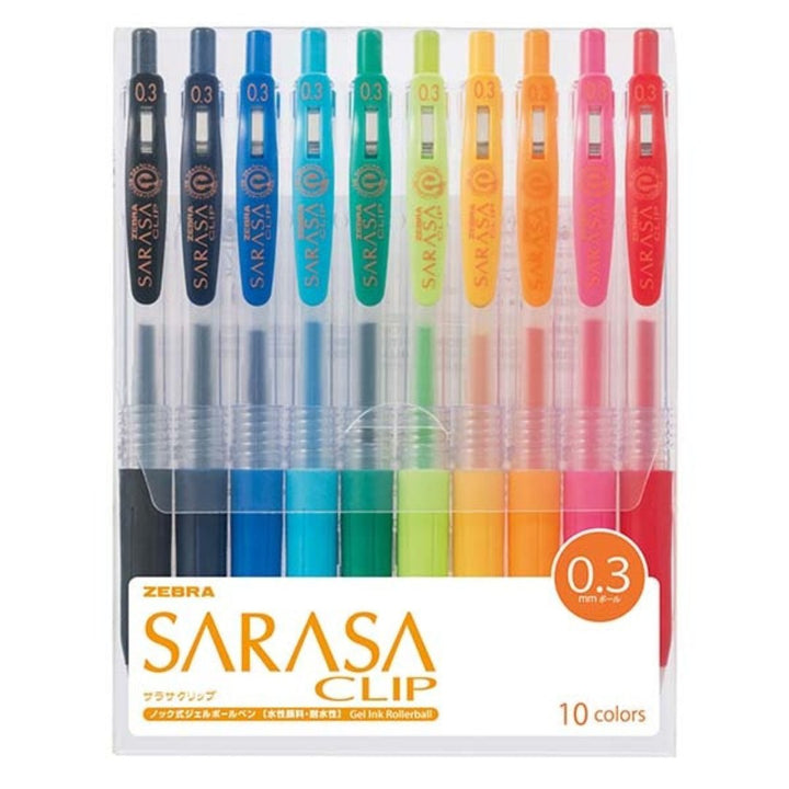 Zebra Sarasa Clip 0.3 Colour Pen Set - SCOOBOO - JJH15-10CA - gel pen