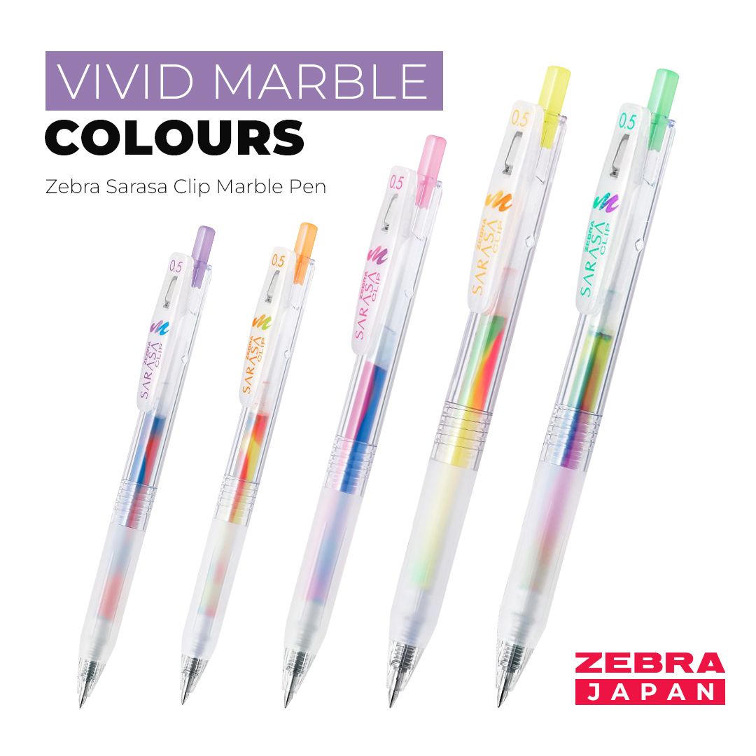 Zebra Sarasa Clip 0.5mm Marble Gel Pen - SCOOBOO - JJ75-5C-MB - Gel Pens