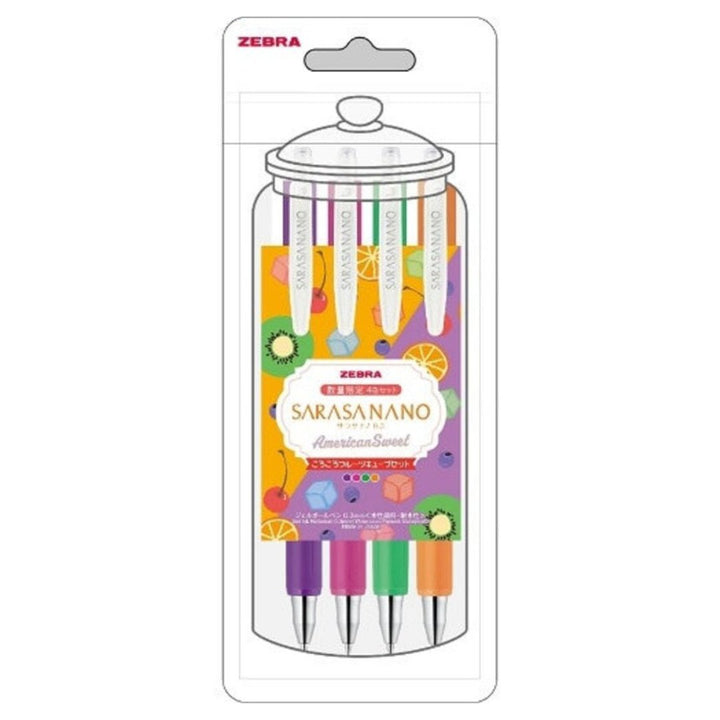 Zebra Sarasa Nano Gel Pen 0.3mm (Pack Of 4)-American Sweet Series - SCOOBOO - JJH72-4C-KF - Gel Pens