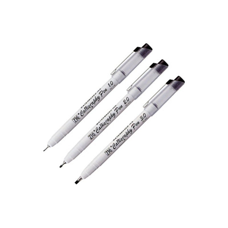 Artline Ergoline Calligraphy Pen With 3 Nib Sizes, Black Colour, Set of 3  Pens
